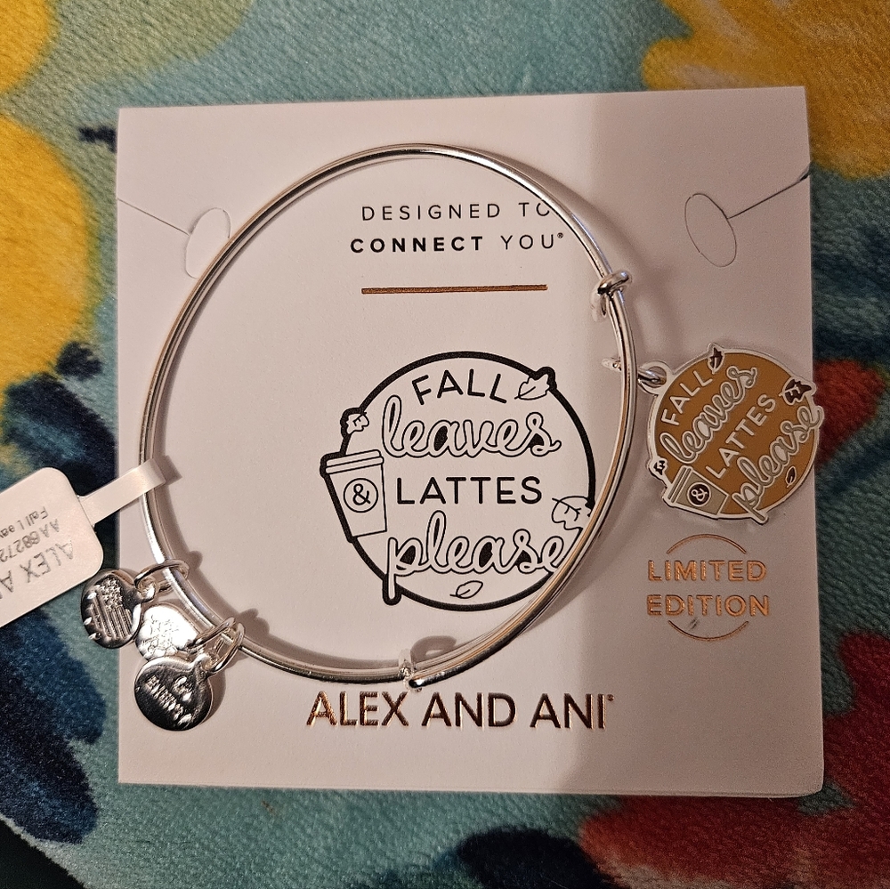 Alex and Ani Fall Leaves Lattes Please Bangle Charm Bracelet